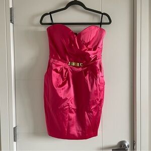 BEBE Satin Sweetheart Strapless Dress